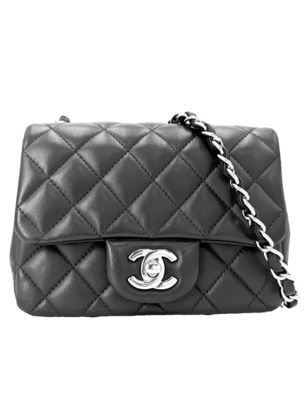 Chanel Shoulder Bag Mini Quilted Chain Turnlock Crossbody CC Logo Lambskin